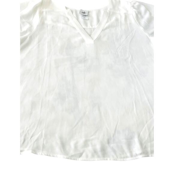 CABI SHORT SLEEVE PULL-OVER V-NECK BLOUSE, WOMENS, L, SOLID WHITE - Picture 2 of 10